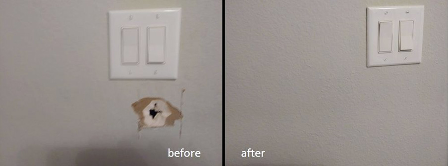 Laundry room plumbing repair, before