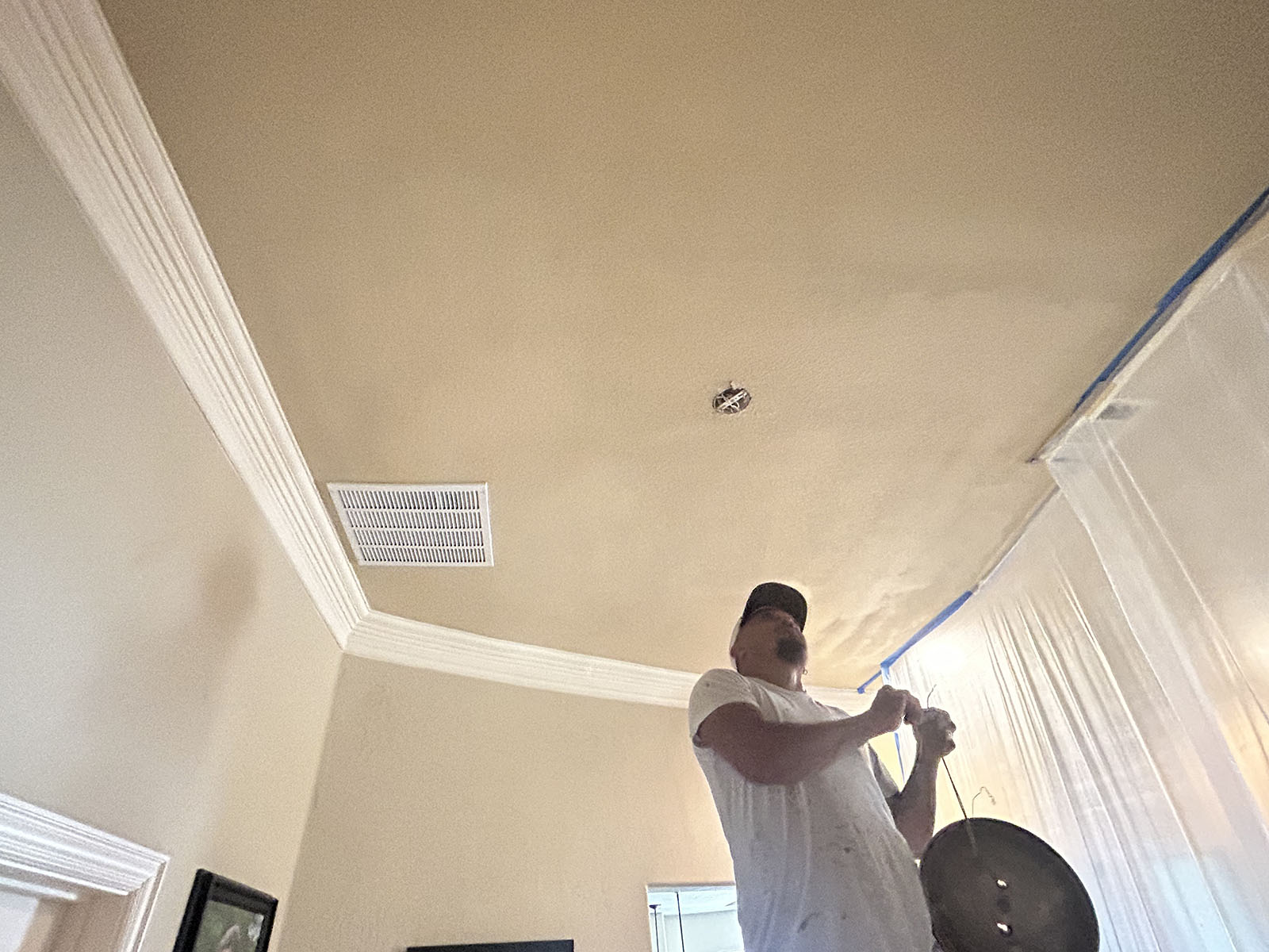 Ceiling Repair After an Attic Fall-Through, during